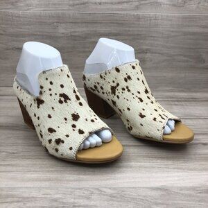 Diba True Mules Womens 6.5 Calf Hair Slip On Block Heel Open Toe Shoes